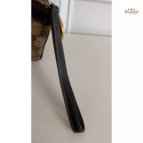 Authentic GUCCI Brown GG Crystal Coated Canvas Wristlet Pochette Bag - 212203 - Picture 6 of 12